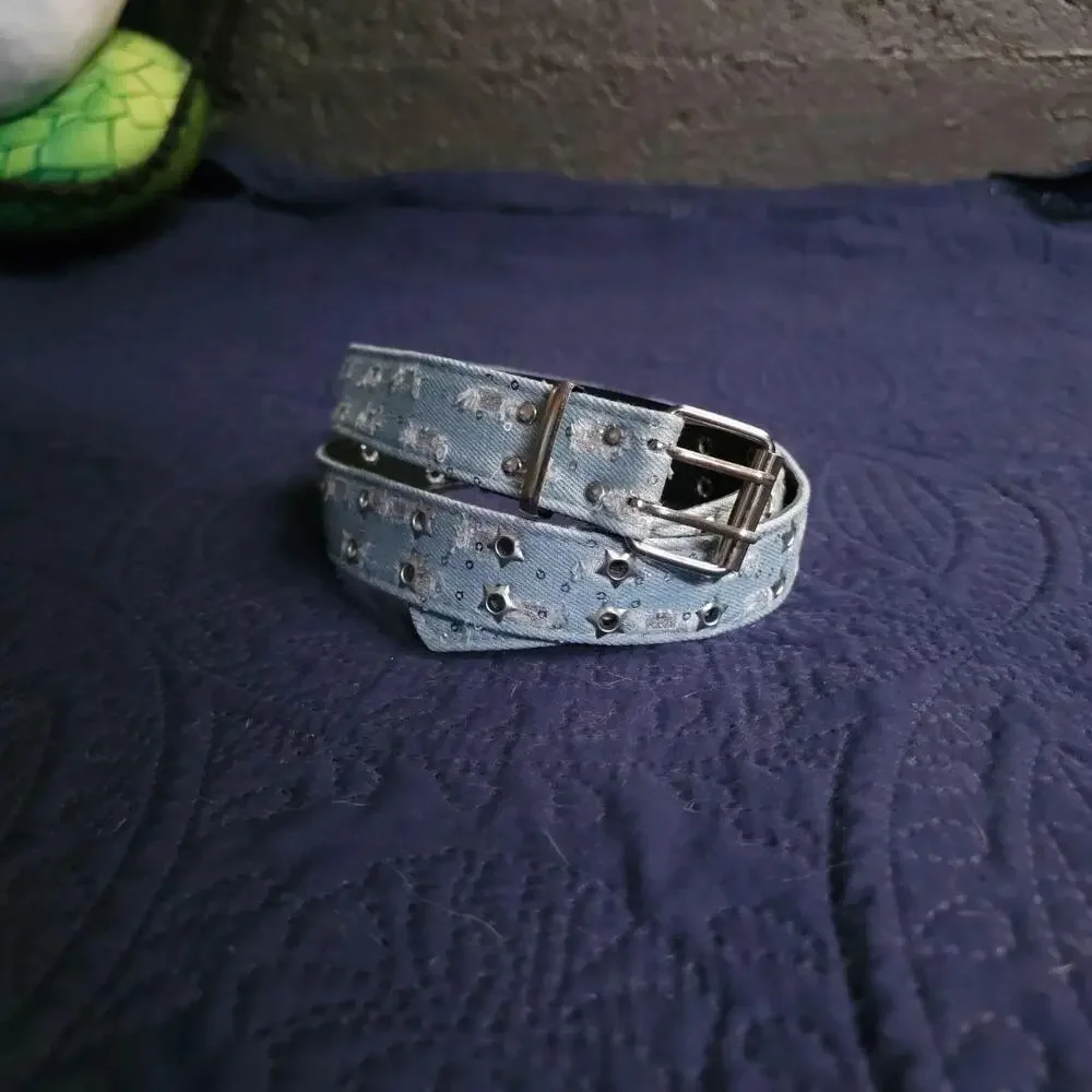 Sparkle Fabric Belt – Blue Silver (One Size) 💙